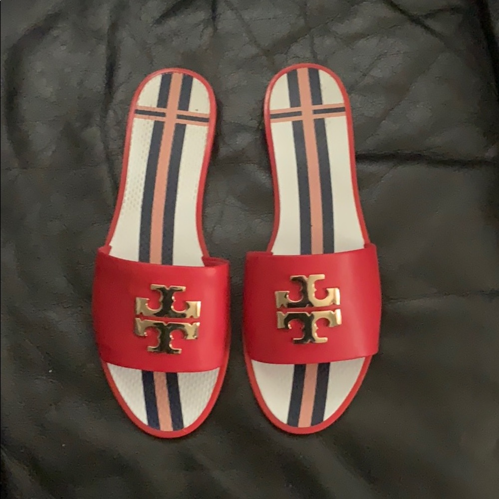 Tory Burch Nantucket Red Logo Jelly Slide Sandals